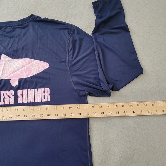 The Endless Summer Mens Graphic T Shirt Blue Pink Fish Print Long Sleeve XL New - Picture 4 of 8